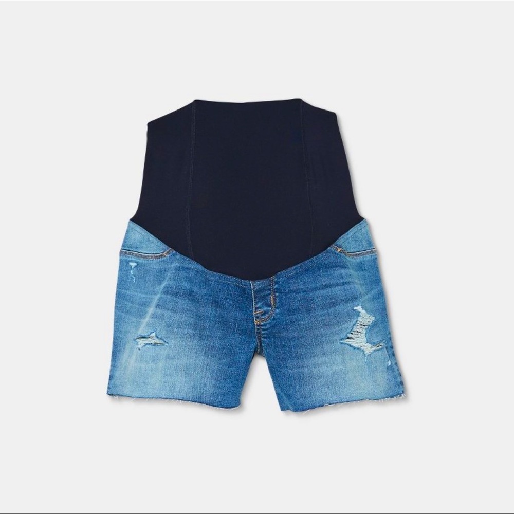 2/$20   Isabel maternity Over Belly Midi Maternity Jean
Shorts - Medium Wash